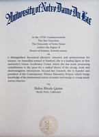Honorary Degree, University of Notre Dame (2002)