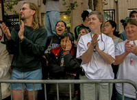 Watching the parade: cheering & crying for parents marching in Gay Pride Parade, San Francisco, 2004