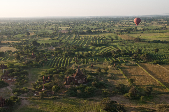 Balloon, Temples, Tilled Fields